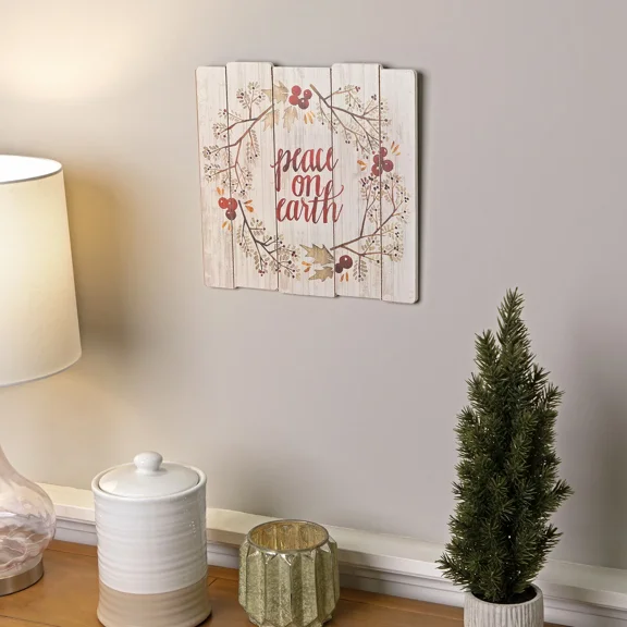 Peace On Earth Christmas Wall Sign - 12"