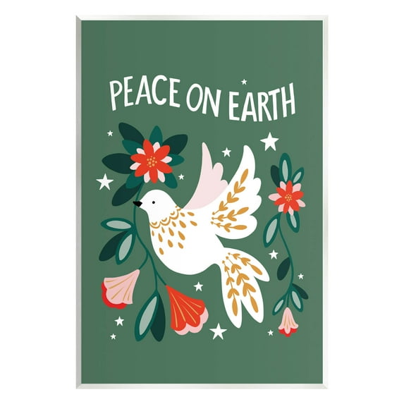 Peace On Earth Floral Dove Blossoms Holiday Graphic Art Unframed Art Print Wall Art