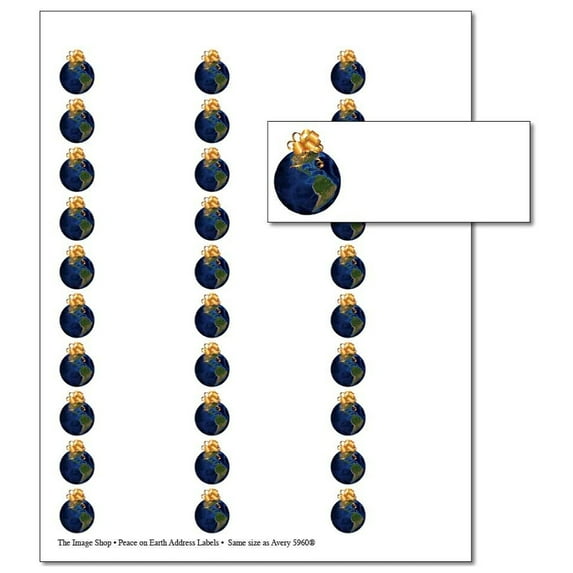 Peace On Earth Holiday Address Labels - 1" x 2-5/8" - 30 per Sheet - Total of 150 Labels (oalx981)