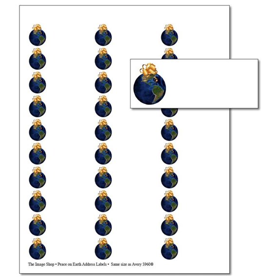 Peace On Earth Holiday Address Labels - 1" x 2-5/8" - 30 per Sheet - Total of 150 Labels (oalx981)