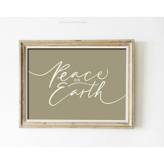 Peace On Earth Wall Art, Minimalist Holiday Decor, Decor, Vintage Art Wall Art, Modern Wall Decor, 8x12 UNFRAMED