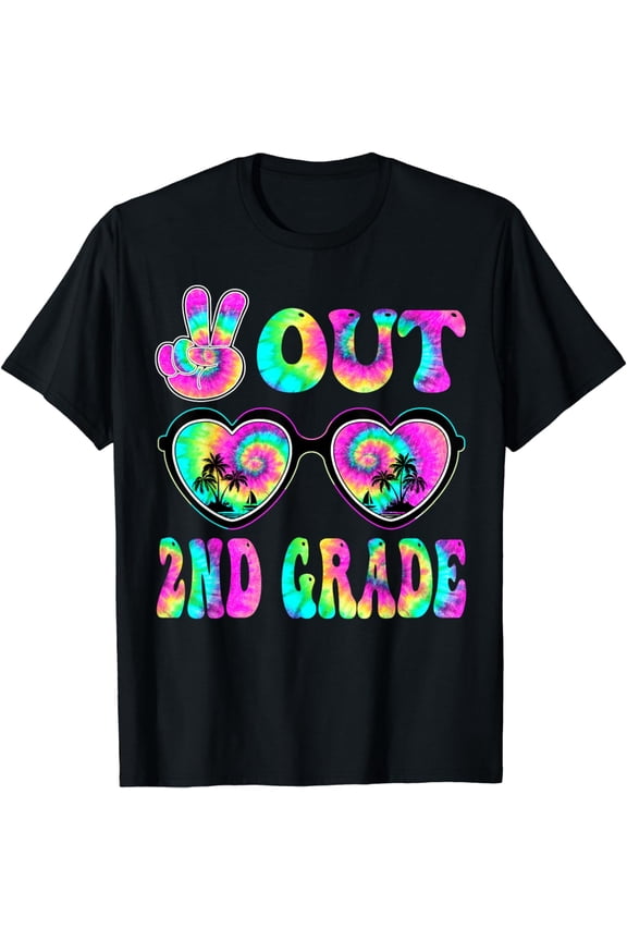 Peace Out 2nd Second Grade Happy Last Day Of School Tie Dye T-Shirt