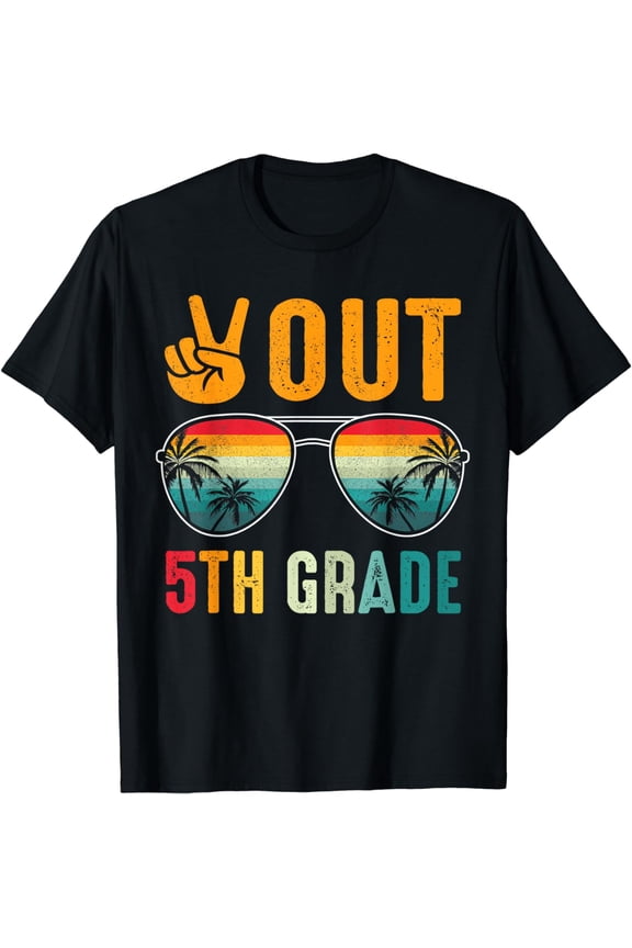Peace Out 5th Grade Retro Graduation Last Day Of School T-Shirt