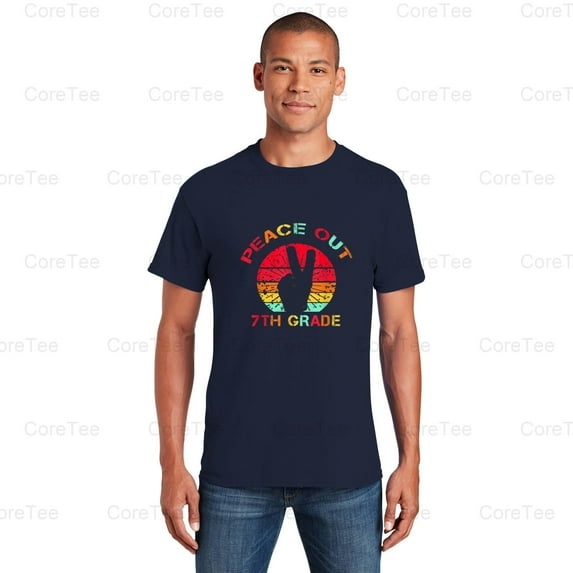 Peace Out 7th Grade Quote Last Day School Student Summer Break Funny T-Shirt Unisex, up to 5XL