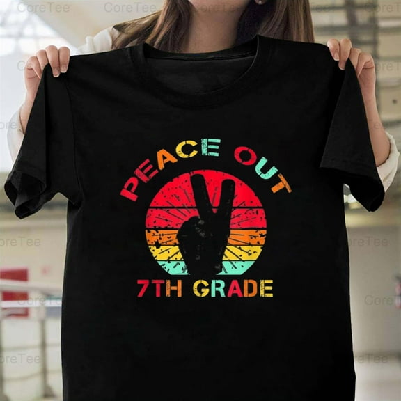 Peace Out 7th Grade Quote Last Day School Student Summer Break Funny T-Shirt Unisex, up to 5XL