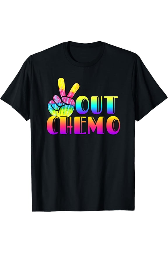 Peace-Out Chemo Last Day Of Chemo End Chemotherapy Cancer T-ShirtMen and women, Black T-shirt, size: Extra large