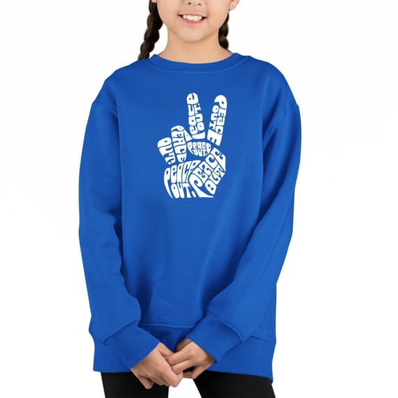 Peace Out - Girl's Word Art Crewneck Sweatshirt