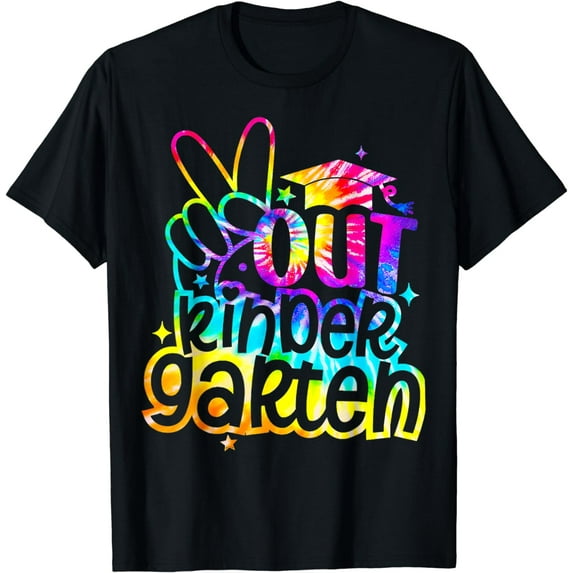 Peace Out Kindergarten Graduation Last Day Of School Tie Dye T-Shirt