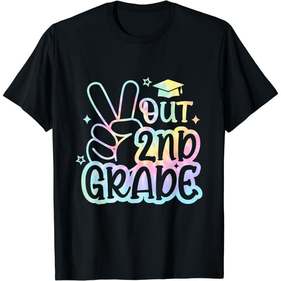 Peace Out Second 2nd Grade Happy Last Day Of School Tie Dye T-Shirt