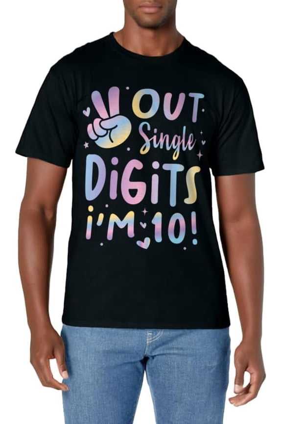 Peace Out Single Digits I'm 10 Year Old 10th Birthday Girl T-Shirt