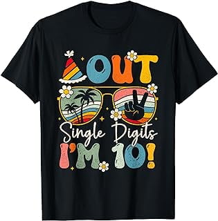 Peace Out Single Digits Retro Groovy 10th Birthday Girl T-Shirt ...