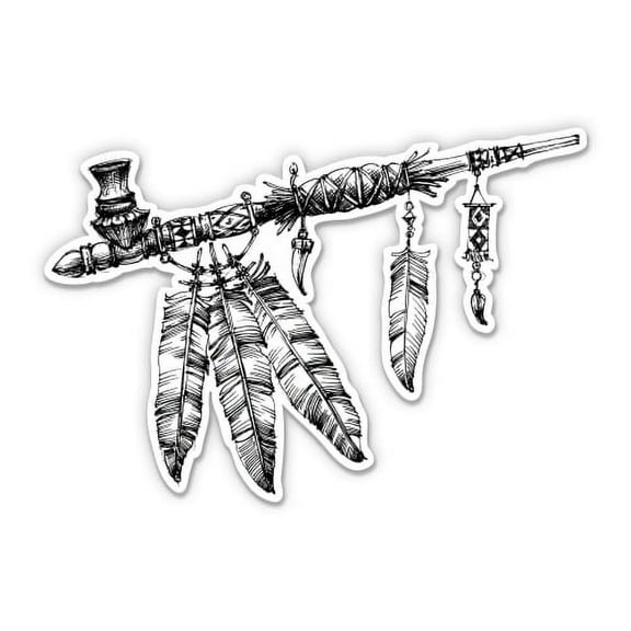 Peace Pipe Native Indian - 5" Vinyl Sticker - For Car Laptop I-Pad - Waterproof Decal