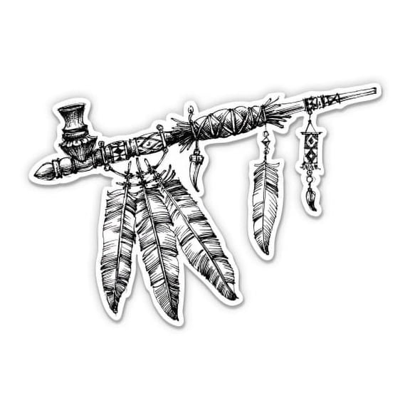 Peace Pipe Native Indian - 7" Vinyl Sticker - For Car Laptop I-Pad - Waterproof Decal