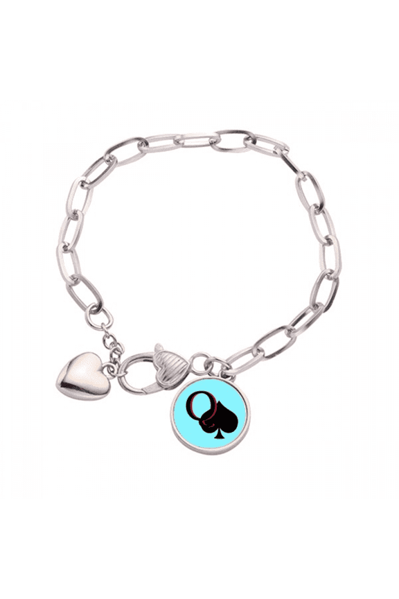 Peace Queen Spade Q Poker Heart Chain Bracelet Jewelry Charm Fashion