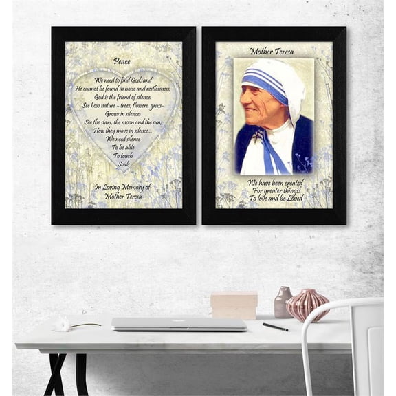 Peace Quotes by Mother Teresa Collection Printed Wall Art Wood Multi-Color
