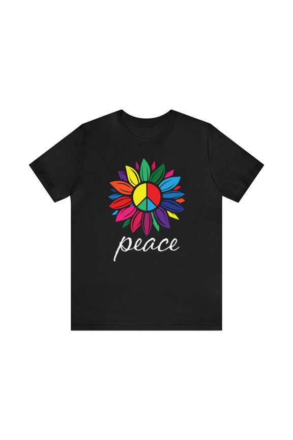 Peace Rainbow Flower Jersey Short Sleeve T Shirt