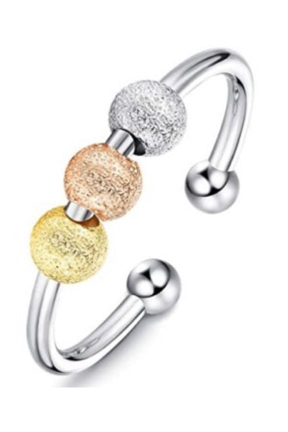 Rotatable Ring Adjustable Anxiety Relief Geometric Copper Rings Peace Fidget Jewelry Gift for Women or Men Stress