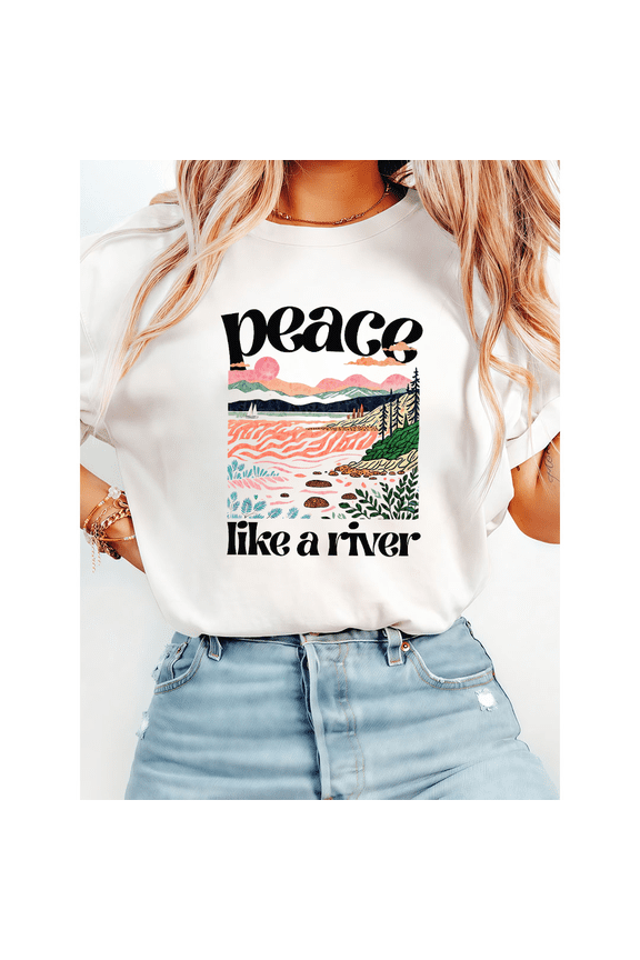 Peace River Life Tee Inspirational T-Shirt Graphic Top Short Sleeve Round NeckSoft Cotton Comfort Fit White S-5XL