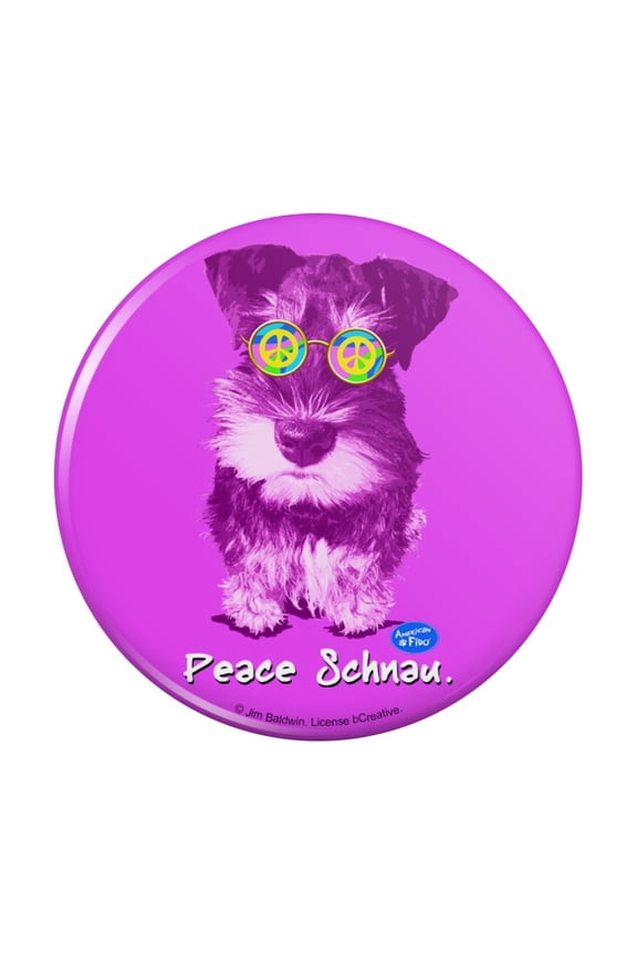 Peace Schnau Schnauzer Puppy Dog Sunglasses Vintage Retro Pinback Button Pin