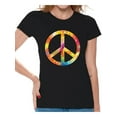 thumbnail image 1 of Peace Shirt for Women Floral Graphic Yoga Tee for Her Festive Boho Hippie Love T-Shirt 70s 80s Vintage, 1 of 4