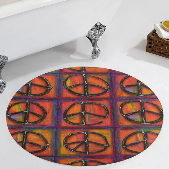 Peace Sign-1 Area Round Carpet Living Room Bedroom Rugs Door Pad Floor Mats Area Rug