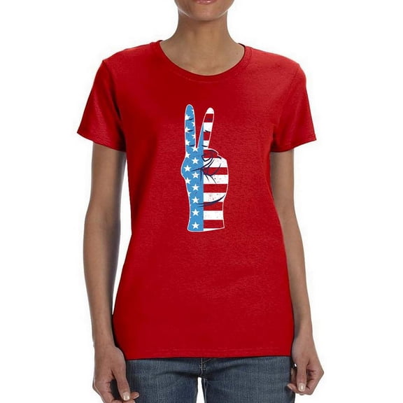 Peace Sign American Flag Shaped T-Shirt Women -Smartprints Designs, Female Small