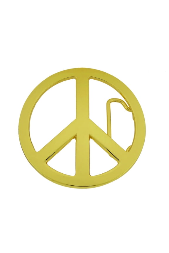 Peace Sign Belt Buckle Symbol Peace Not War Peace Loving American Western Rodeo Style Gold Metal