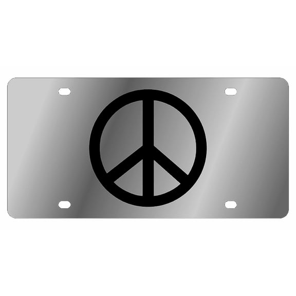 Peace Sign Black Logo Stainless Steel License Plate U.S. Made Road Legal