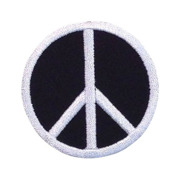 Peace Sign - Black/White - Iron on Applique/Embroidered Patch