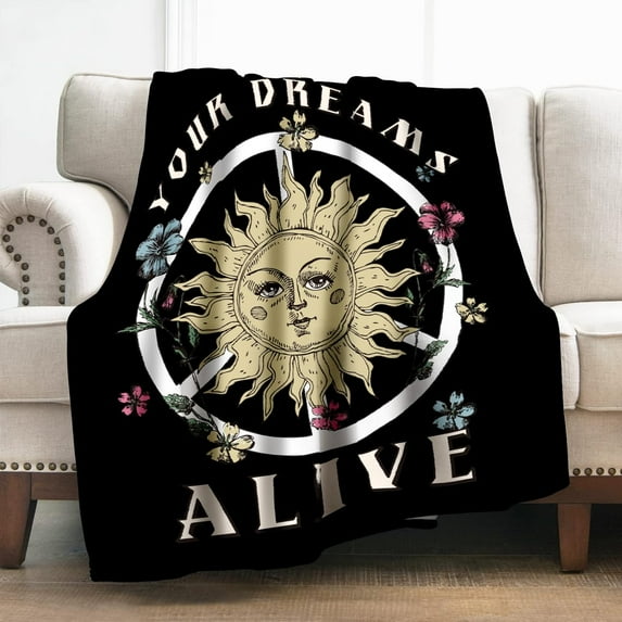 Peace Sign Blanket Gifts for Boys Girls Men, Peace Symbol Decoration for Home Bedroom Living Room Chair Camping, Soft Comfortable Lightweight Throw Plush Blankets Black White Twin 60"x80"