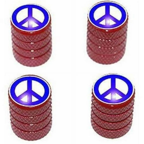 Peace Sign Blue Tire Rim Wheel Aluminum Valve Stem Caps, Multiple Colors