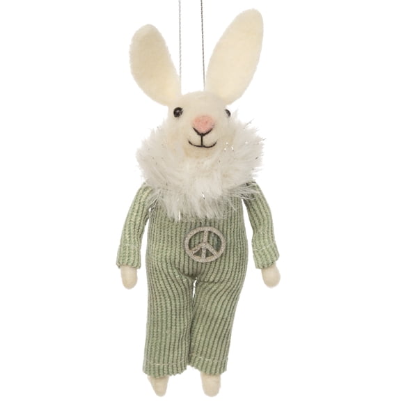 Peace Sign Bunny Christmas Tree Decoration - Cute Boho Hippy Hippie Rabbit Holiday Ornament