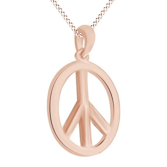 AFFY Peace Sign Charm Pendant Necklace In 14k Rose Gold