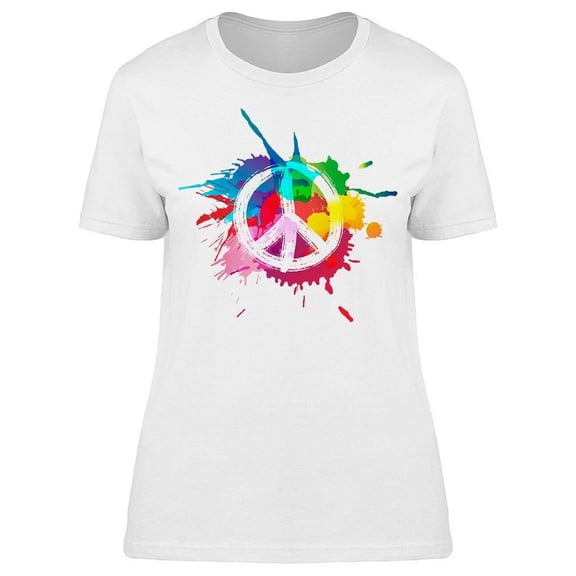 Peace Sign Colorful T-Shirt Women -Image by Shutterstock, Female 3X-Large