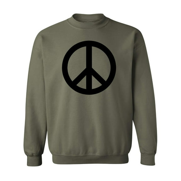 Peace Sign Crewneck Sweatshirt in Military Green