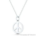 thumbnail image 1 of Peace Sign Cutout Hippie Charm 19x13mm Pendant & Chain Necklace in .925 Sterling Silver, 1 of 1