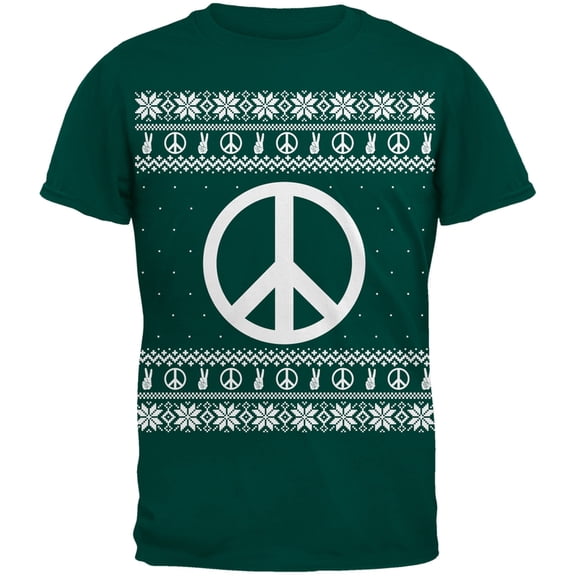 Peace Sign Dark Green Adult T-Shirt