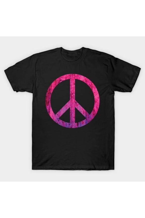 Peace Sign Distressed Weathered Rusty Design Retro Graphic, H6242 Unisex T-Shirt, Up to 5XL Available