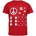 thumbnail image 1 of Peace Sign Festive Blocks Ugly Sweater Red Youth T-Shirt, 1 of 1