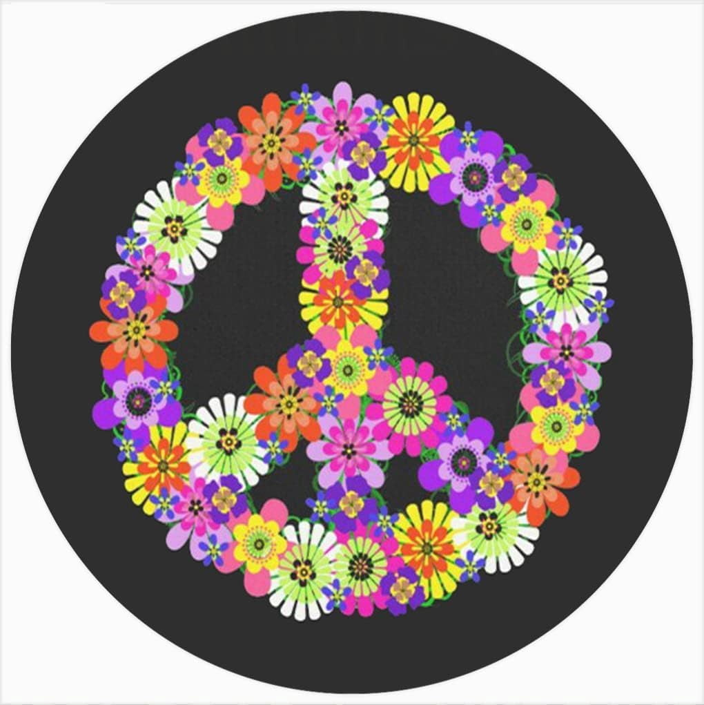 Peace Sign Floral On Black Round Metal Tin Sign Rustic Wreath Sign Home ...