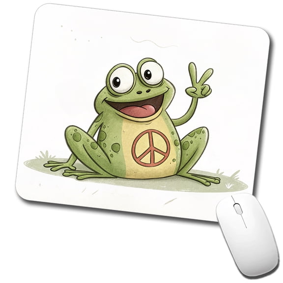 Peace Sign Frog Cartoon Mouse Pad Low Profile Gaming Mat