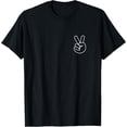 thumbnail image 1 of Peace Sign Hand - Minimalistic "Pocket Design" - Classic T-ShirtMen's and women's pure cotton short-sleeved shirts, 1 of 6