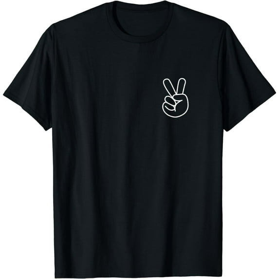 Peace Sign Hand - Minimalistic "Pocket Design" - Classic T-Shirt