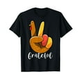 thumbnail image 1 of Peace Sign Hand Turkey Thanksgiving Grateful Women Kids Girl T-Shirt, 1 of 5