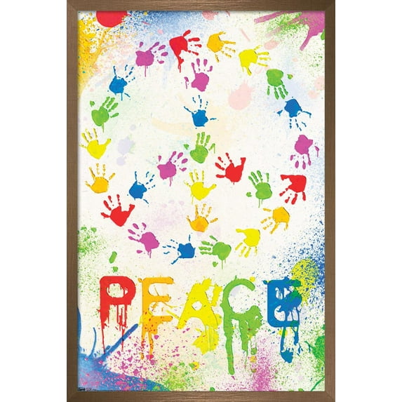 Peace Sign - Hands Wall Poster, 14.725" x 22.375", Framed