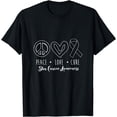 thumbnail image 1 of Peace Sign Heart Black Ribbon Skin Cancer T-Shirt, 1 of 4