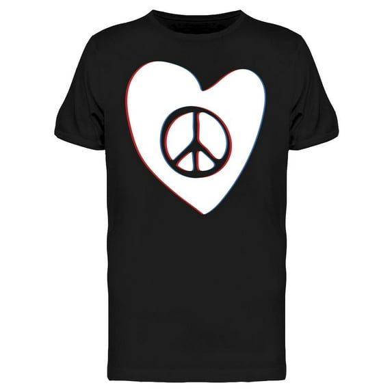Peace Sign Heart Men T-Shirt, Male Large