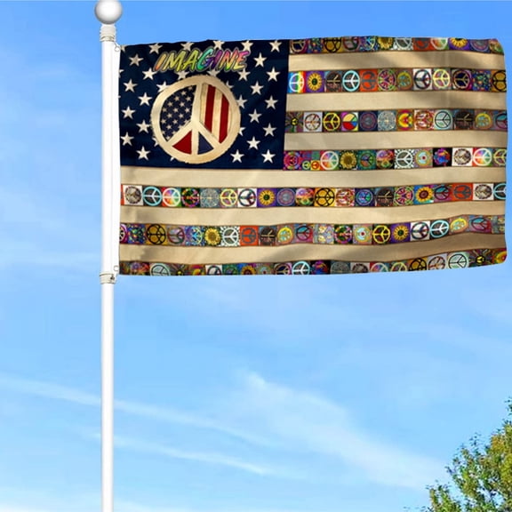 Peace Sign Hippie Grommet Flag Banner with Grommets 3x5Feet Man cave Decor