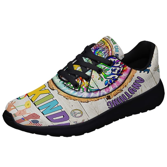 Peace Sign Hippie In A World Be Kind Shoes Sneakers Black Size 9