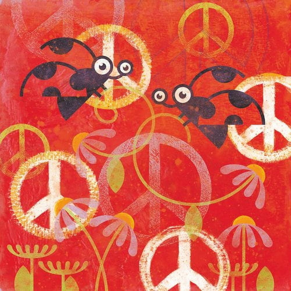 "Peace Sign Ladybugs I" Painting Print on Wrapped Canvas